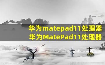 华为matepad11处理器 华为MatePad11处理器